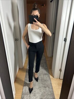 Zara Black Ankle Pants Size 2 | Mid-Rise | Inner Ankle Slit | Tailored Fit
